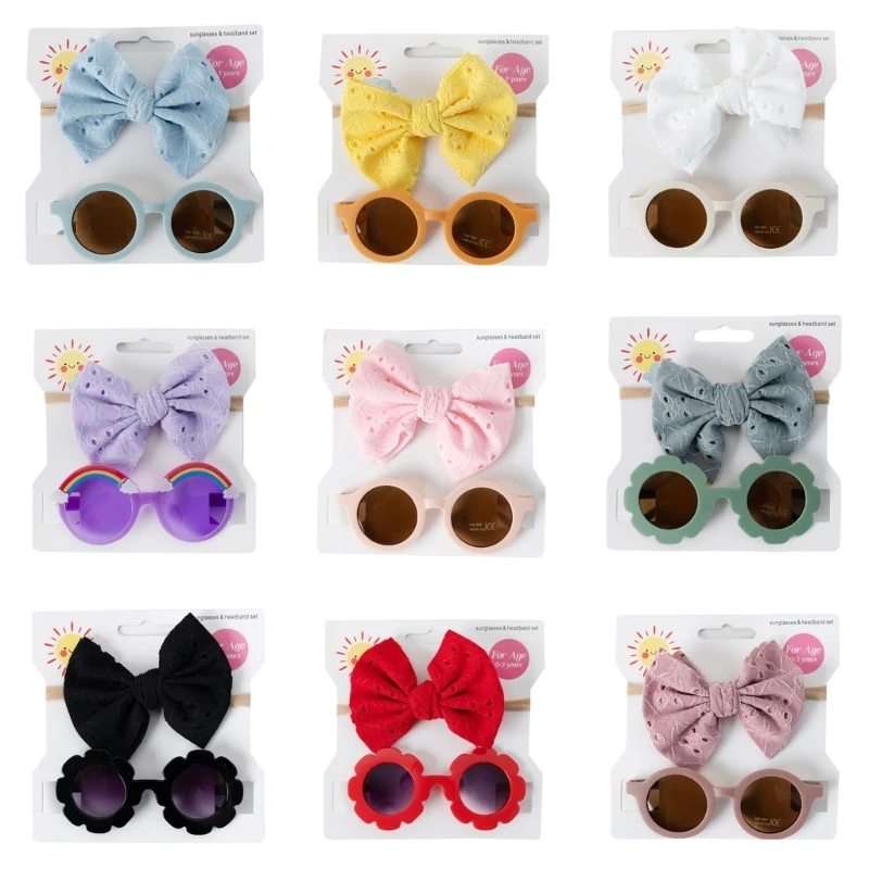 

Baby Hollow Bowknot Headband Sunglasses 2pcs/set UV for Protection Supplies DropShipping