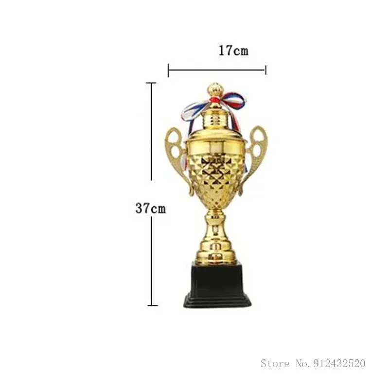 Customized Large Metal Trophy Commercial Covered Medal Souvenir Universal Sports Trophy, Customizable Home Decoration, 37cm, 1Pc