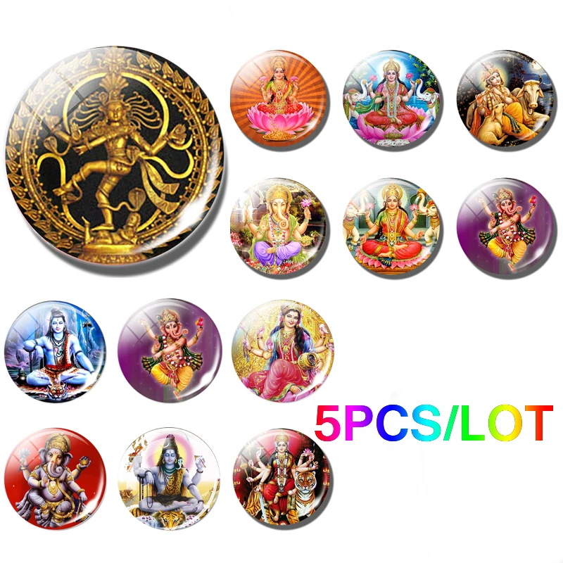 

5 шт./лот 25 мм Lakshmi, стеклянный кабошон Shiva Amulet, индийская богиня богатства, ювелирные изделия ручной работы для рукоделия, ожерелье, браслет