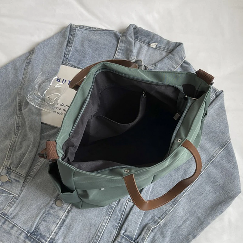 Borsa a Spalla da Donna alla Moda 2026, Grande Capacità, Borsa da Viaggio Casual, Borsa per Libri e Documenti per Studenti Universitari, Borsa Tote in Nylon Resistente - immagine 2
