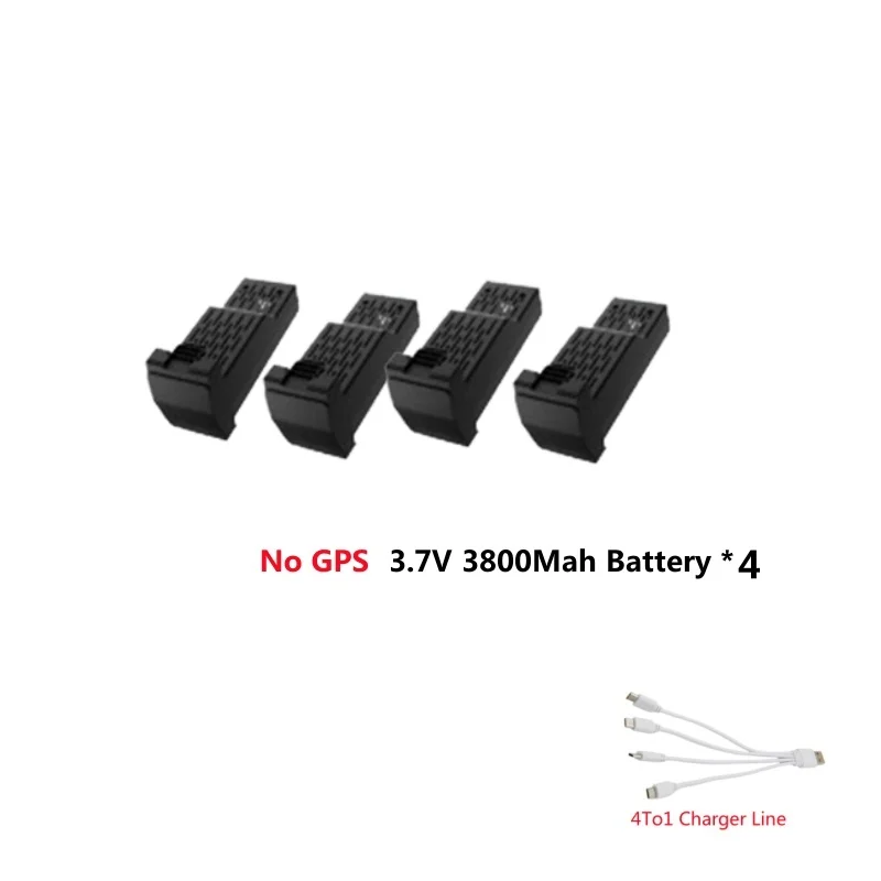 Deux batteries pour drone sur fond blanc, accompagnées de câbles USB, compatibles GPS et No GPS.