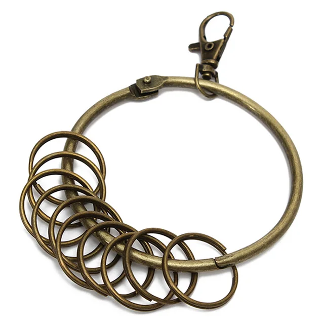 Portachiavi Multi-Anello In Metallo - 2 Pezzi, 10 Anelli Ciascuno, Diametro 8.5 Cm, Stile Retrò