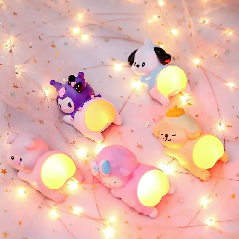 

Sanrio Kawaii Cinnamoroll Ornament My Melody Pochacco Kurom Anime Desktop Cartoon Led Nightlight Decoration Lamp Kids Girl Gift