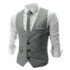 Mens Classic Business Vest with Pocket Regular Fit Solid Color Waistcoat for Wedding Summer Groomsmen Vest 4