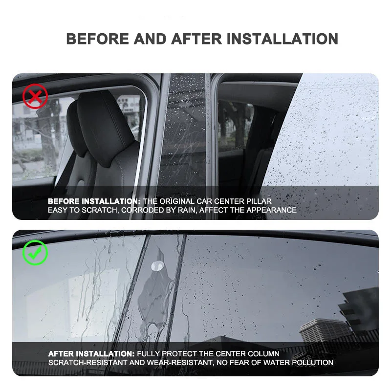 4pcs For Tesla Model 3 Automobile Protective Film B-pillar Model Y Scratch Proof Car TPU A-pillar Film Retrofitting Accessories