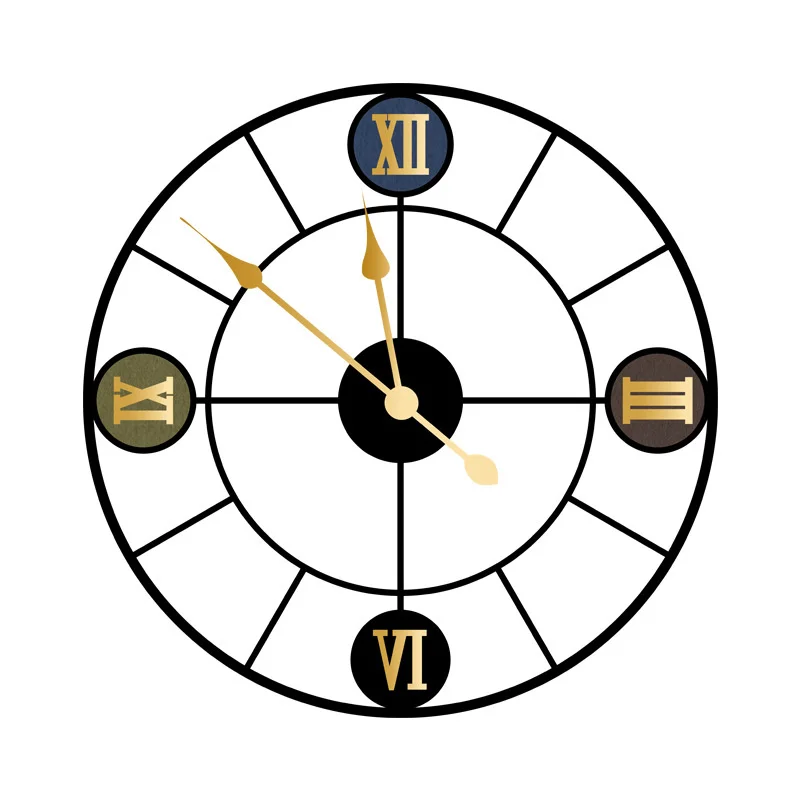 

Creative Silent Roman Numerals Wall Clock Living Room Simple Metal Wall Clock Modern Background Wall Decoration Restaurant