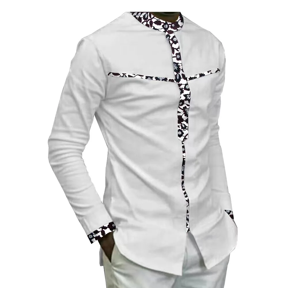 

2023 Summer Autumn African Dashiki Casual Shirt for Men AFRIPRIDE Bazin Richi Full Sleeve Single Breasted Men's Cotton Shirt