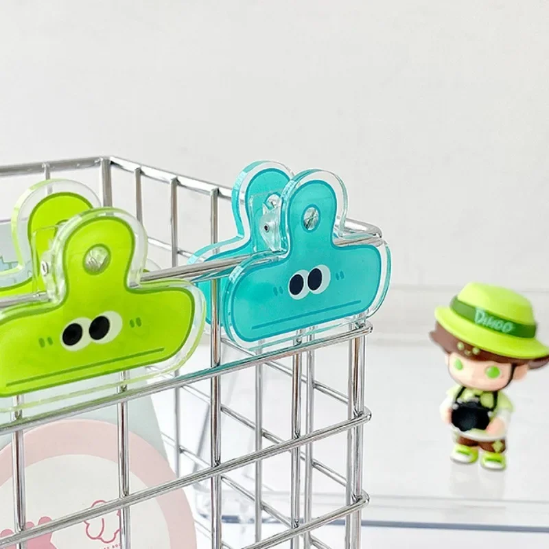 Cute Funny Cartoon Expression Eyes Color Acrylic Clip Kawaii Students Study Materials Sort Binder Clip Office Accessories 1PC