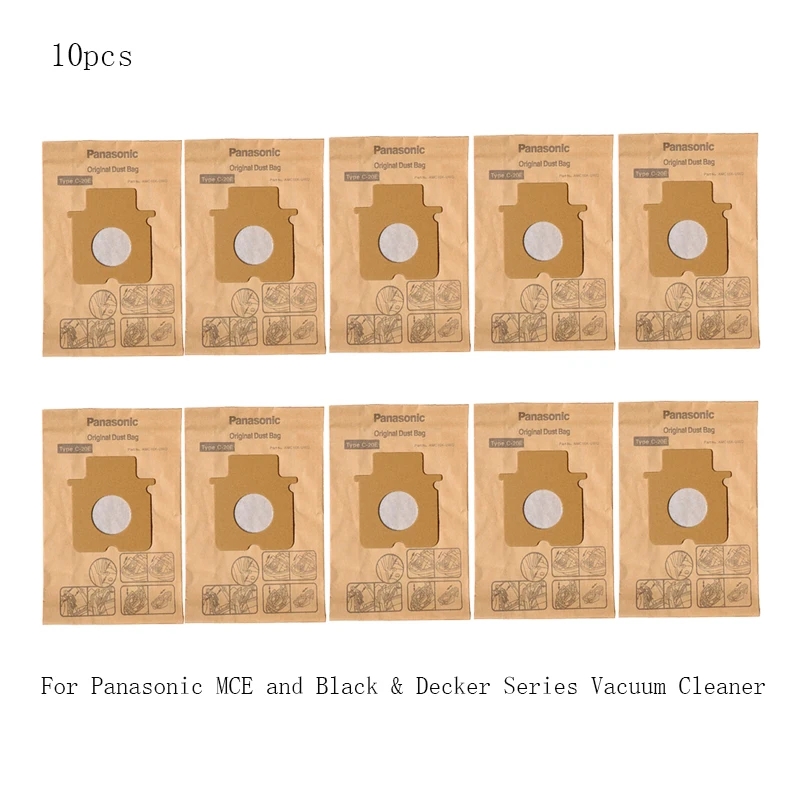Bolsa de Papel para Panasonic Mce Série Cilindro Bolsas de pó tipo C2e C-20e 10 Pcs