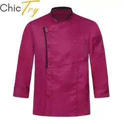 Mens Womens Chef Shirt Work Uniform Kitchen Restaurant Jacket Professional Chef Long Sleeve Kitchen Wear Cooking Baking Tops