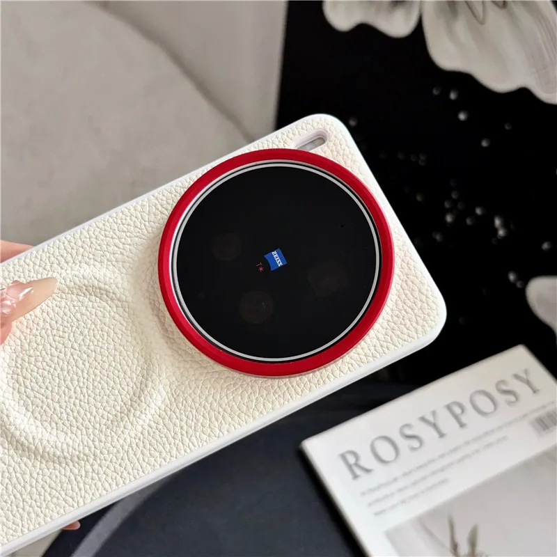 Magnetic Lychee Pattern Leather Back Anti-Fingerprint Protective Case