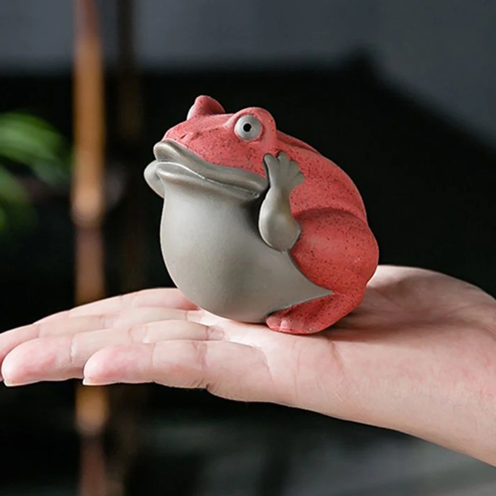 Painted Pottery Frog Tea Pet "Three Nos" Little Frog Decoration Purple Clay Tea Pet Play Room Accessories
