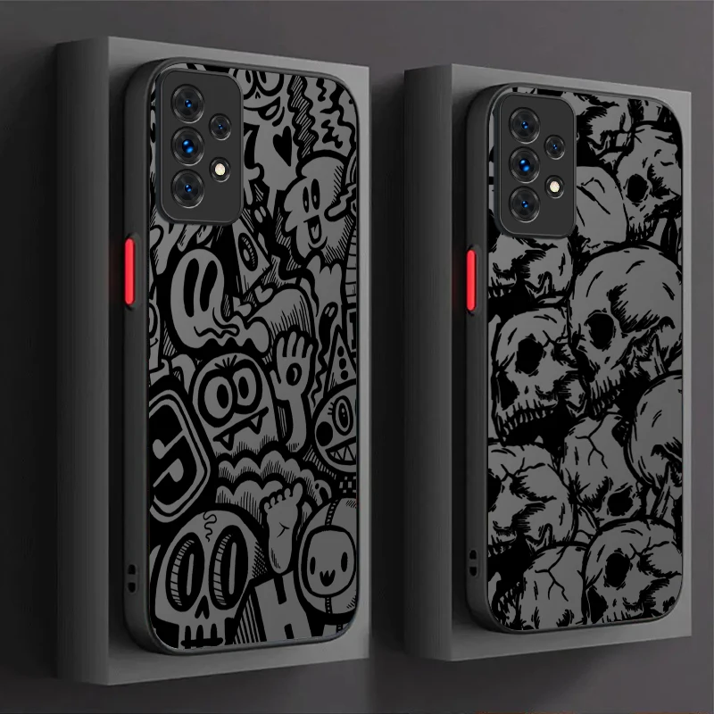 Black Graffiti Skull Phone Case Cover