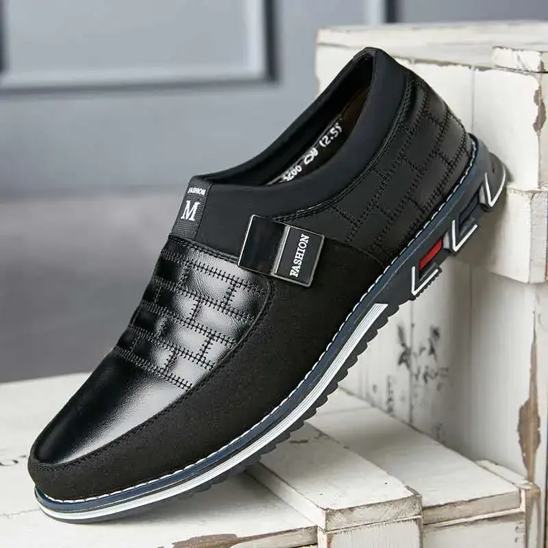 Men Casual Shoes Lace-up Leather Shoes for Men New Business Slip