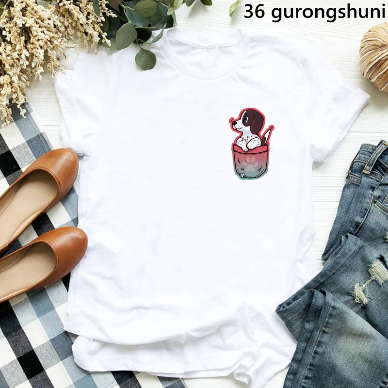 Frieden Liebe Border Collie/Cockerspaniel/Shih Tzu/Bernese/Pyrenäen Druck T-shirt Frauen Lustige Regenbogen Leopard T shirt Mädchen T-Shirt – Detail 8