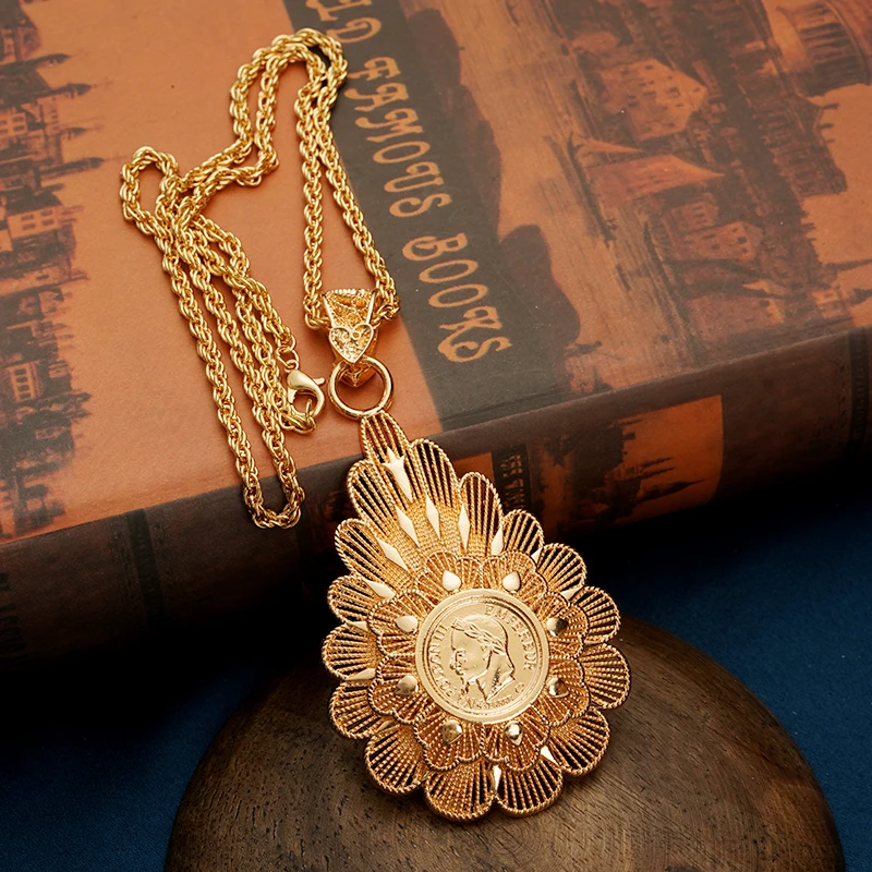 Herseygold Arabesque Flower Gold Plated Necklace with Slid Chain