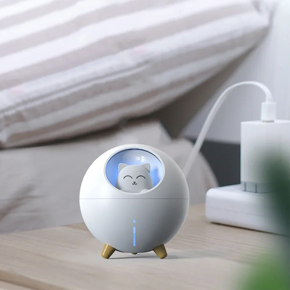 

Air Humidifier Diffuser Romantic Color LED 220ml Planet Cat Ultrasonic Cool Mist Aroma Air Oil Lovely Pet Lamp USB Humidificador