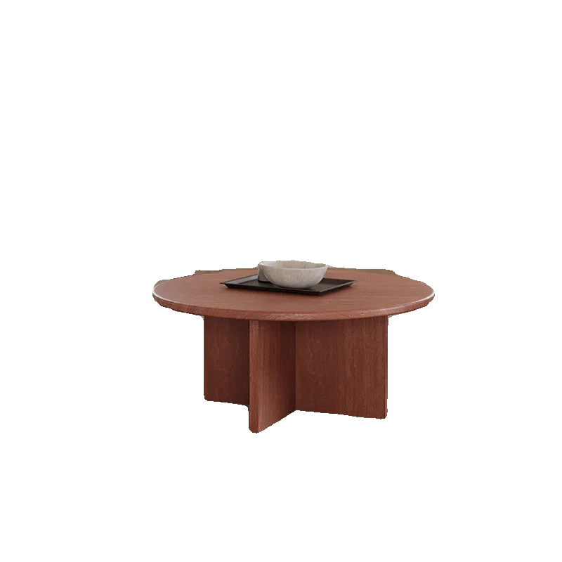 

The size of the living room, round coffee table, combination of natural travertine, corners of edge, modern