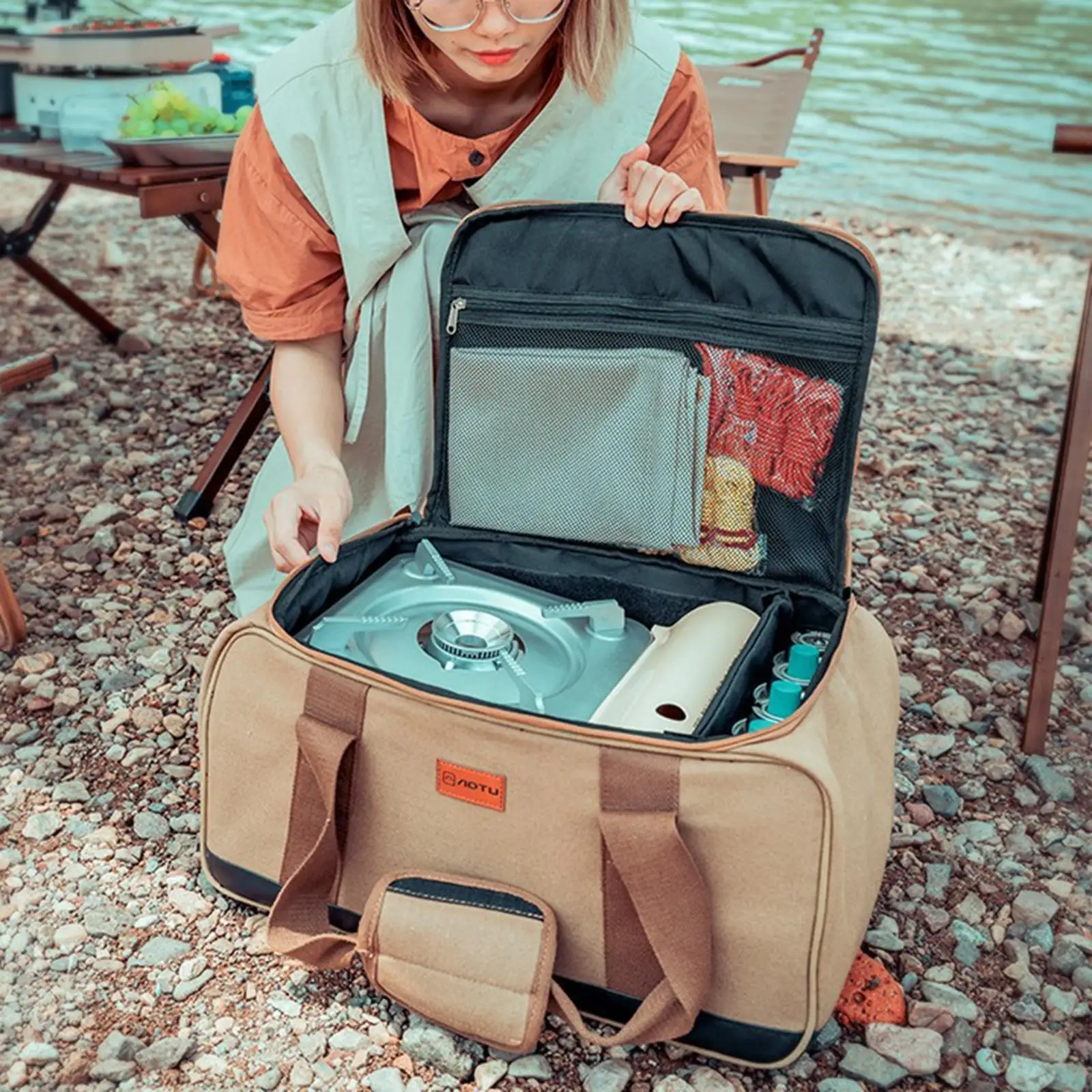 BBQ Tableware Carry Bag Camping Cooking Utensils Organizer Outdoor BBQ Grill Accessories Bag Tool Carry