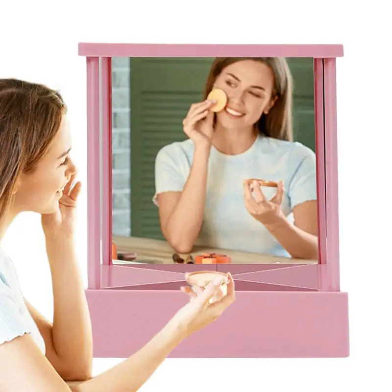 

Зеркало без зеркала заднего вида, зеркало без зеркала треугольное неподвижное настольное зеркало с левой и правой стороны, неинвертированное настольное зеркало для макияжа
