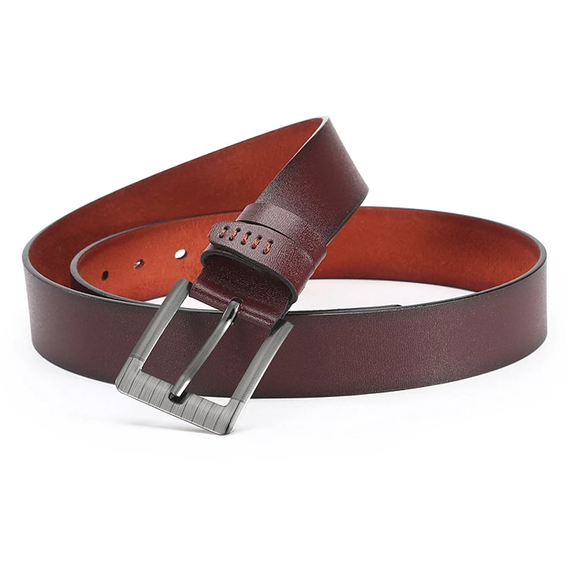 VOOTHOST Herrelæderbælte med vendbar spænde, mærke, herretaljebælter i okseskind til jeans, roterede designertilbehør, høj kvalitet VA070_voghion.com