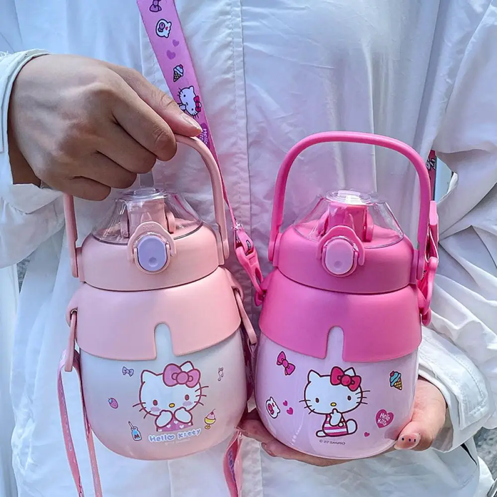 

700 мл большая емкость чашка для воды Kawaii Sanrio Kt Hello Kitty аниме фигурка термос чашка 316 нержавеющая сталь детский ремешок уличный подарок