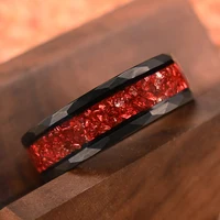 8MM Mens Black Tungsten Carbide Ring with Red Opal Inlay Wedding Bands Engagement Rings Durable Scratch Resistant Jewelry Gifts - Image 5