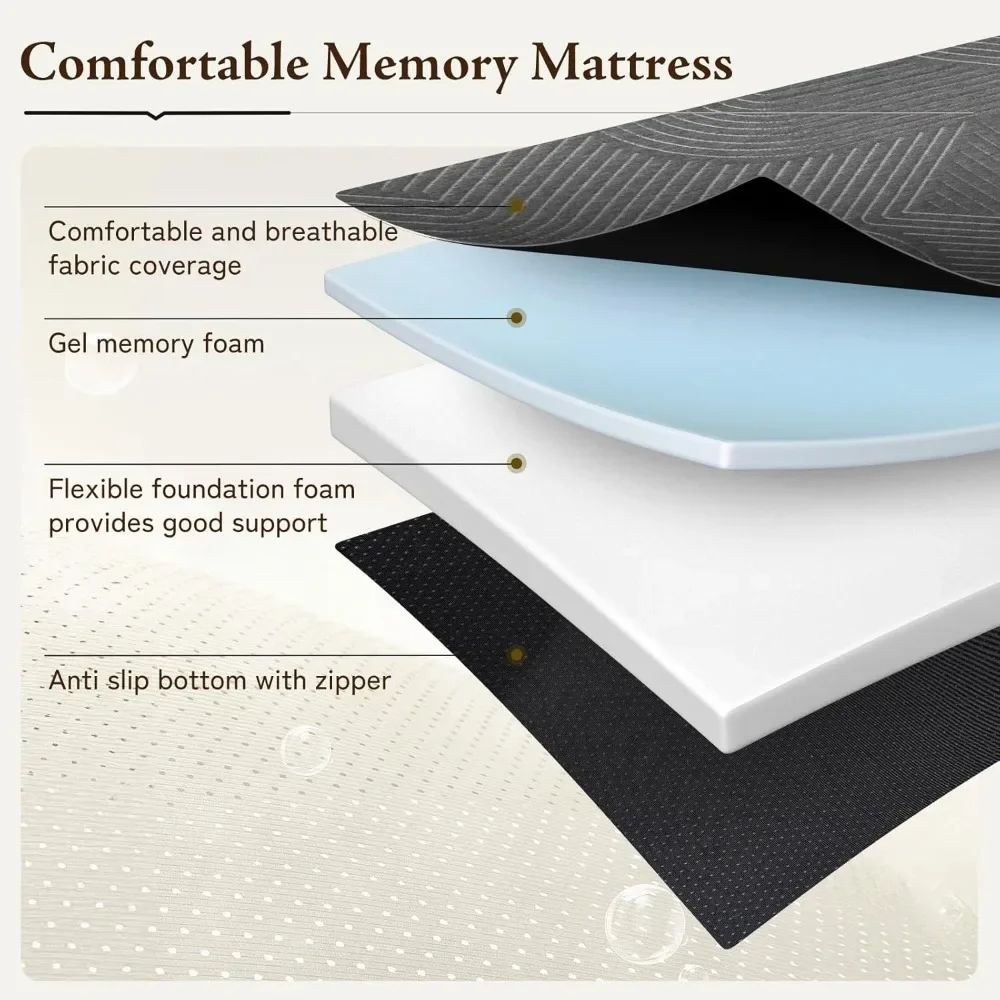 NEW-Portable Memory Foam Tri-Fold Mattress - Full Size, with Carry Handle and Non-Slip Base, Ideal for Sofa Beds and Floor Seati