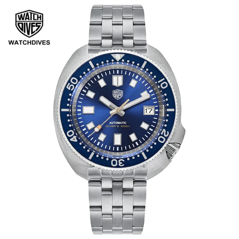 

Watchdives New WD6105 NH35 Movement Watch 300M Waterproof Wristwatch Sapphire Crystal C3 Green Luminous Stainless Steel Watches