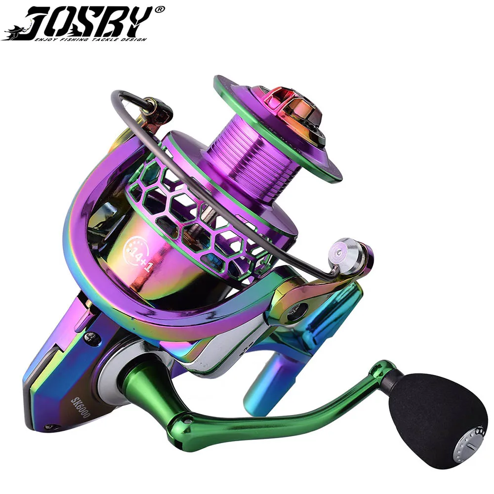 

JOSBY Metal Spool Cup Fishing Reel Colorful Spinning 8-15kg Max Drag 5.2:1/4.7:1 High Speed Carp Sea Saltwater Accessories