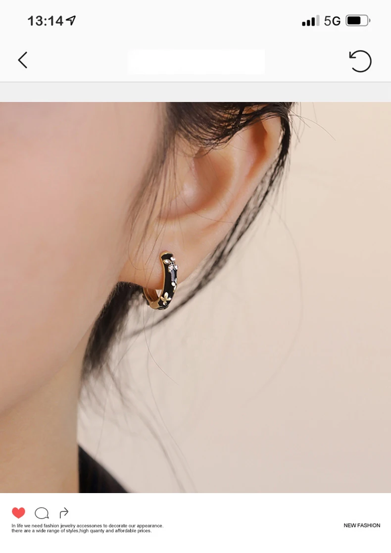 2023 neue Design Klassische Zirkon Blume Form Schwarz Emaille Gold Farbe Hoop Ohrringe Für Party frauen Luxus Zubehör Schmuck – Detail 2