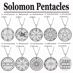 Silver Color 44 Solomon Pentacles Seal of Jupiter Mars Mercury Moon Saturn Sun Venus Talisman Pendant Stainless Steel Necklace