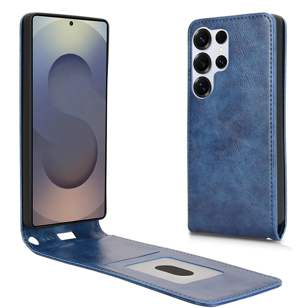 Retro Smooth Leather Flip Vertical Case with Card Holder - Full Cover Phone Bag