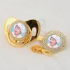 MIYOCAR custom any name photo gold bling pacifier and pacifier clip BPA free dummy bling amazing design P-P 1