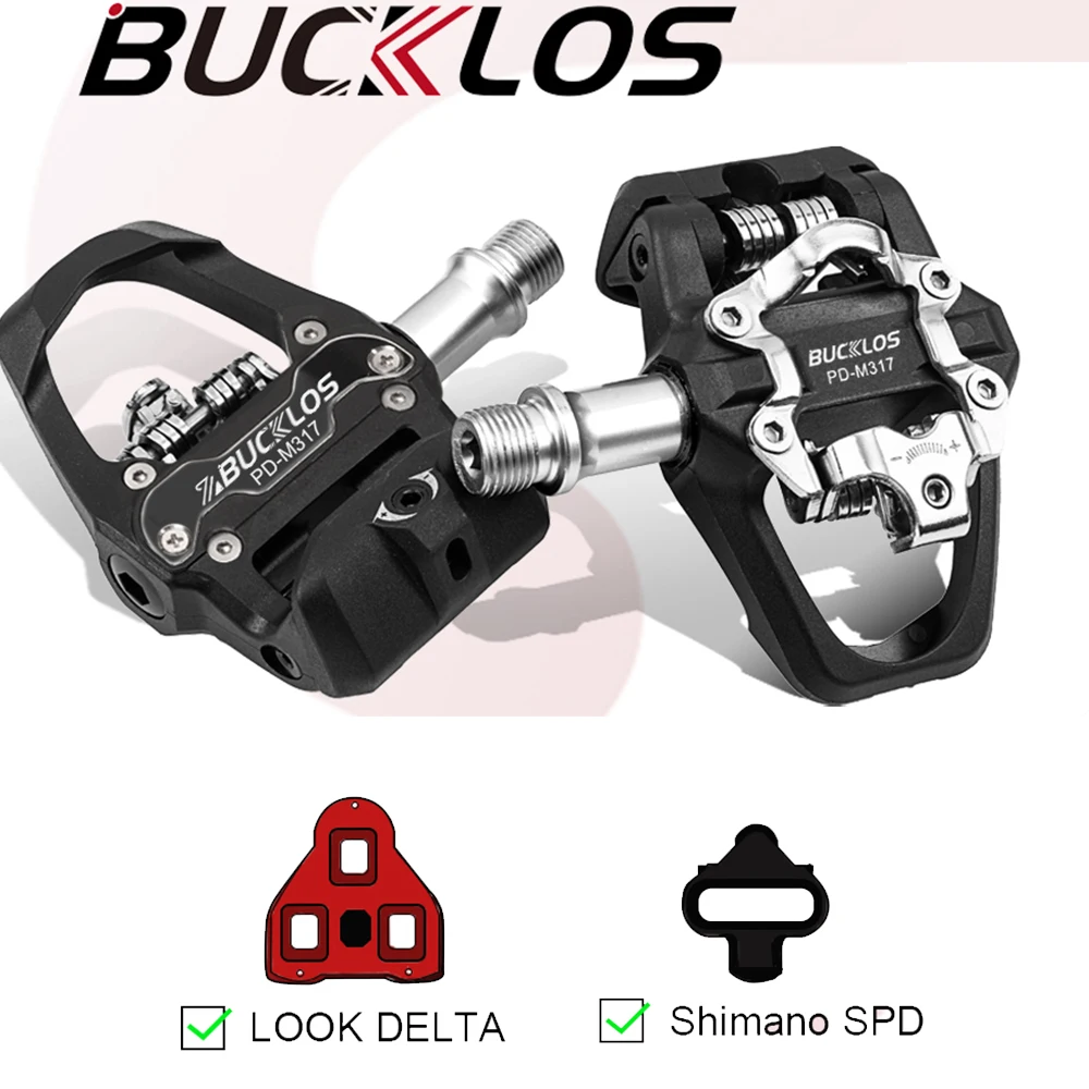 

BUCKLOS Fit SPD/LOOK DELTA Bicycle Pedal Dual Function Bike Self-locking Pedal Road Mountain Bike Pedals with Bicycle Cleat