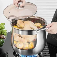 Marmite à soupe en acier inoxydable, cuisinière à induction domestique, spécial pour grande capacité, marmite à viande, Leurs oût de poulet, marmite chaude 4
