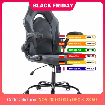Ergonomic PU Leather Gaming Desk Chair with Flip-Up Armrests – JHK Racing Style 1
