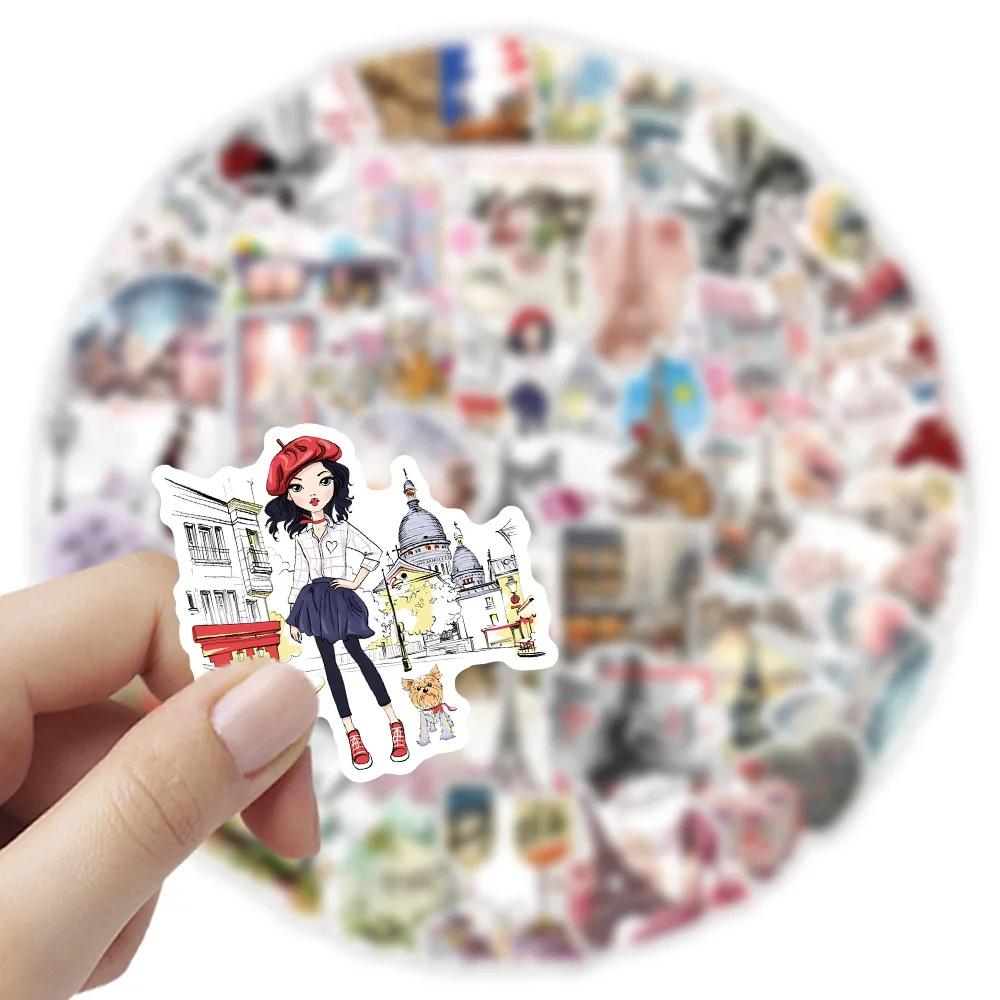 54/108개입 파리 풍경 스티커 DIY 스크랩북 문구류 박스 노트북 파일 홀더 전화 앨범 데칼
