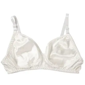 100% mulberry silk bra without steel ring and sponge ultra-thin double-sided plain crepe satin breathable silk underwear 4