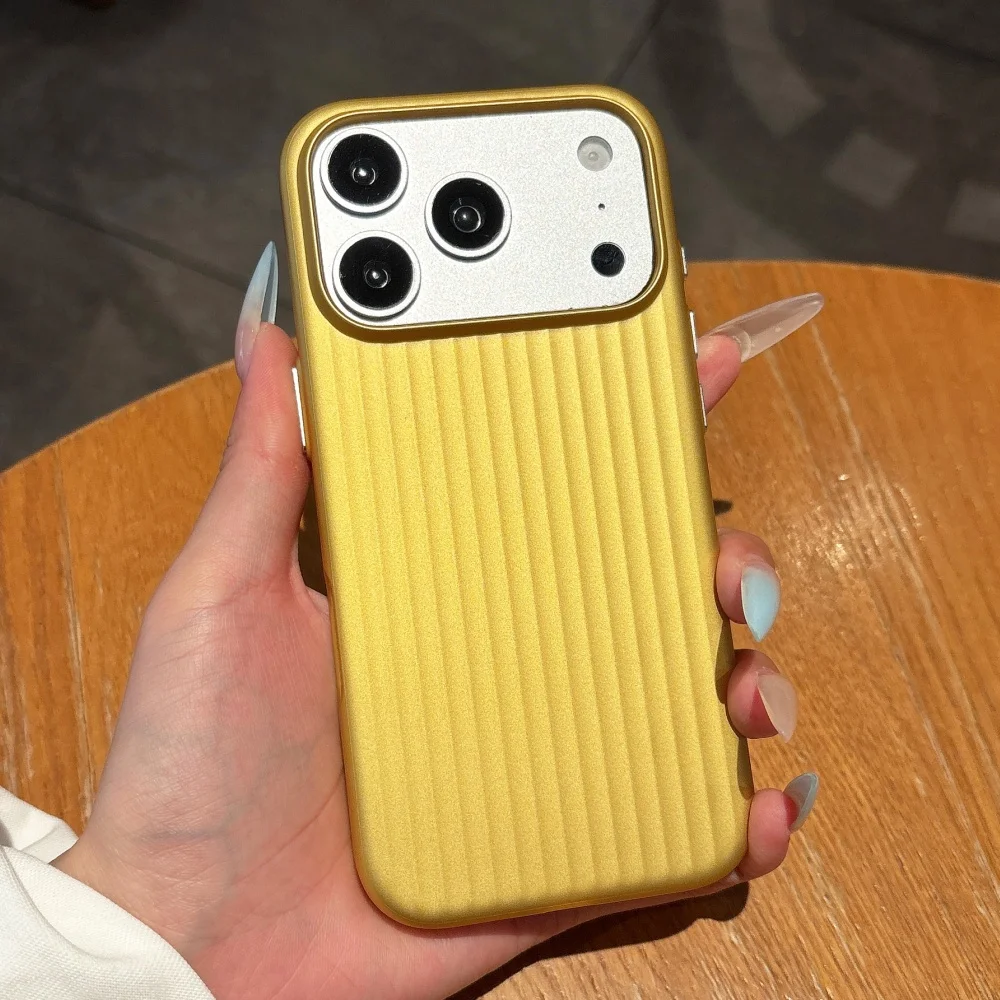 Luxury Slim Matte Corrugated Shockproof Phone Case with Luggage Striped Texture