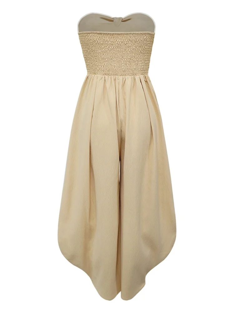 Wmstar Jumpsuit Women Wholesale Summer New Sexy Wrap Chest Collar Bow Solid Wide Leg Romper New Style Fashion Streetwear