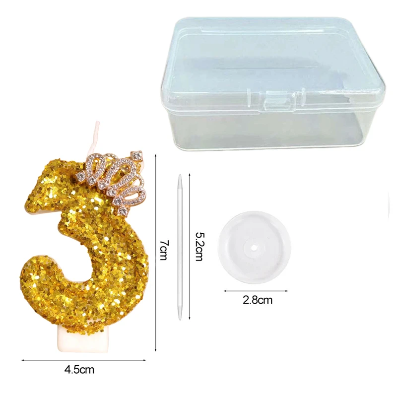 Elegant Gold Crown 3D Number Candle for Birthday Cake and Party Décor