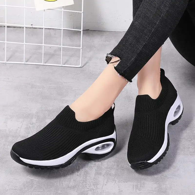 Wedge Platform Sneakers Women New Fashion Casual Sport Shoes Ladies Air Cushion Running Mesh Breathable Women Vulcanized Shoes