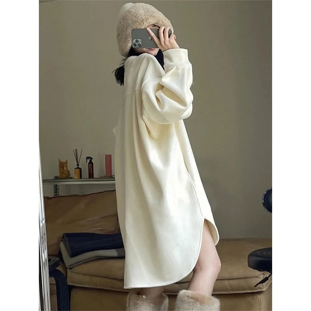 Plus Size 6XL 150KG Felpe con cappuccio e felpe per donna Autunno Inverno Felpa in pile caldo e spesso Solido Streetwear Pullover allentati_voghion.com