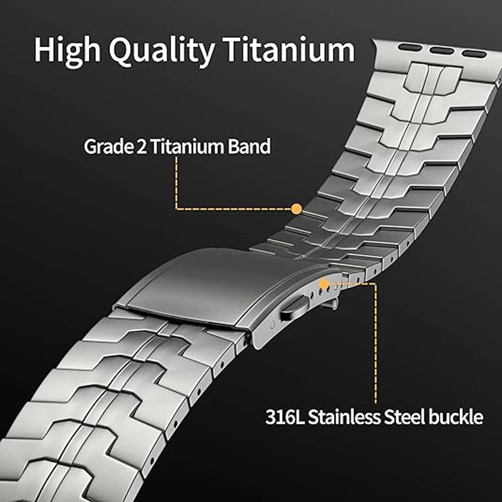 Premium Titanium Metal Strap for Apple Watch - Elegant Link Bracelet