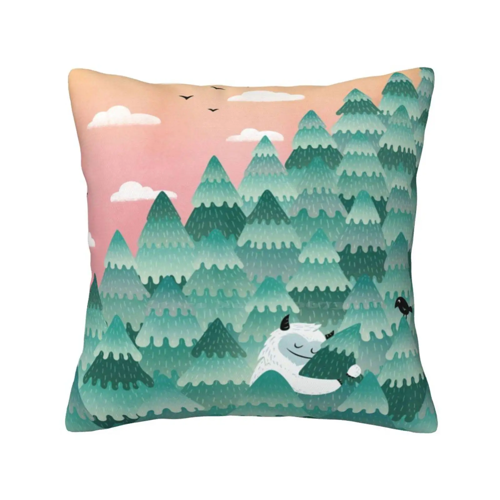 

Tree Hugger ( Sunrise Version ) Home Sofa Car Cushion Cover Pillowcase Monster Bigfoot Forest Woods Hug Love Sunrise Winter