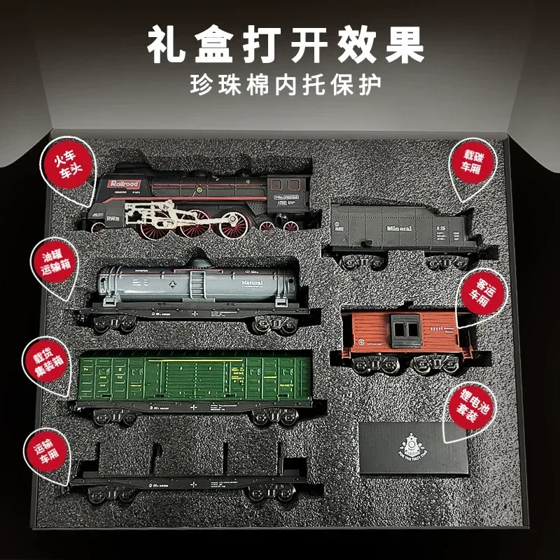 Electric Train Set Retro Steam Train Track Sets Simulation Lighting Sound Effect Children Gifts Toys