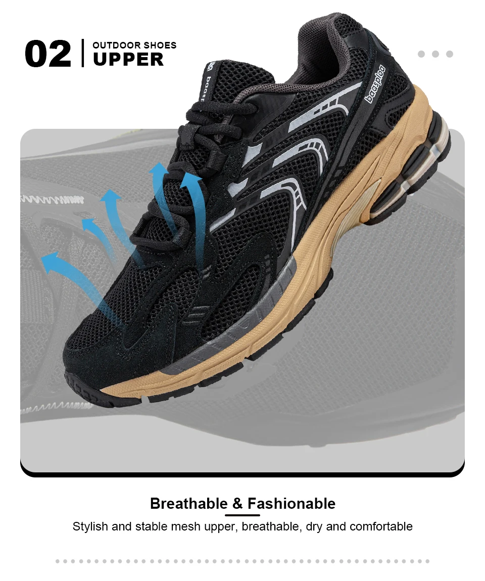 Baasploa Men Running Shoes Casual Sneakers Mesh Breathable Sport Shoes for Men Tenis Lightweight Walking Sneakers Non-Slip