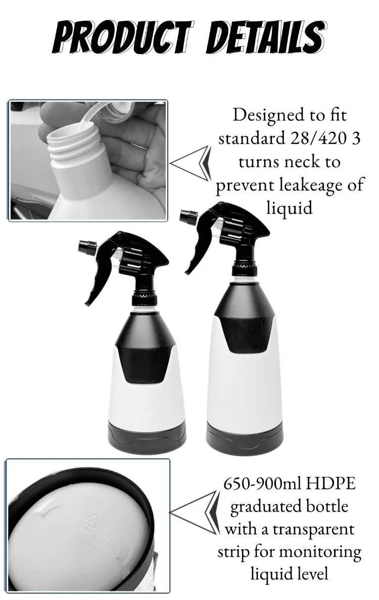 Lucullan 900ML Großvolumige Flaschen, Auslaufsicherer Superfeiner Sprühnebel-Sprühkopf-Set, Inklusive Flaschen und Schläuche – Detail 5