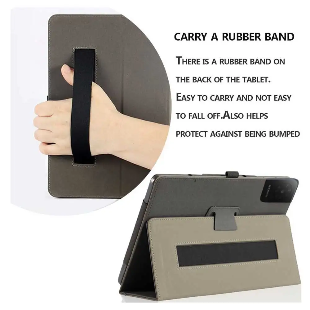Durable Shockproof PU Leather Tablet Case with Kickstand and Hand Strap